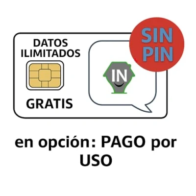 Imagen de Tarjeta SIM Pago por Uso (con Datos IlimitadosGRATIS) o Tarifa Plana con el Pin=borrado/deshabilitado para Móvlies, Alarmas, Relojes, localizadores, etc GSM/2G+3G+4G+5G Llamadas+SMS+Datos