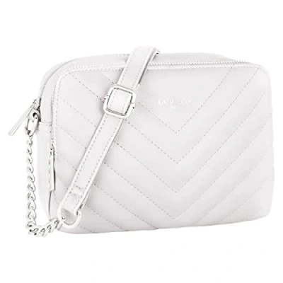 Imagen de CRAZYCHIC Bolso Bandolera Acolchada Mujer de Mano Pequeño Cadena PU Piel Señora Bolsillo Rectangular 2 Compartimentos Ciudad Shopping Blanco