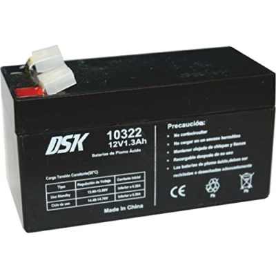 Imagen de DSK 10322 Batería de Plomo AGM Recargable Sellada 12V y 1,3Ah. Ideal para Alarmas del hogar e Industria, Patinetes Eléctricos, Juguetes Cercados, Balanzas...