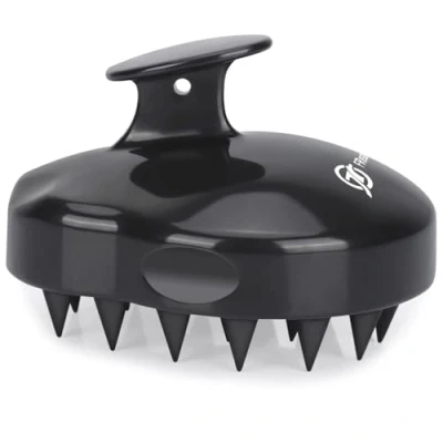 Imagen de FReatech Masajeador Cuero Cabelludo [Mojado &amp; Seco], Cepillo Pelo de Silicona para Champú y Masaje Cabeza, Limpieza Profunda Cuidado, Exfoliación Suave Estimula Crecimiento del Cabello, Negro