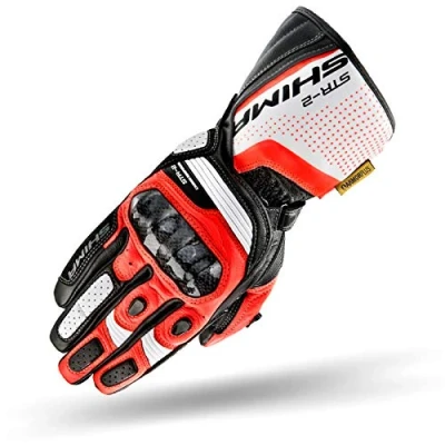 Imagen de SHIMA STR 2 Guantes Moto Hombre Touchscreen, Verano, Sport de Cuero con Protector Nudillos Carbono, Deslizador Palma y Dedos, Reforzada (Rojo, L)