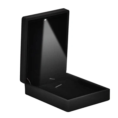 Imagen de TMISHION caja de anillo LED moda 2 tipos Soporte exhibición joyería almacenamiento luminoso LED, / colgante, para propuesta matrimonio(Azul 90 * 70 35)