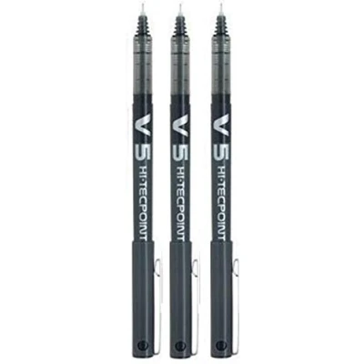 Imagen de PILOT V5 BX Bolígrafo de punta redonda (punta 0,5 mm, trazo 0,3 3 unidades), color negro
