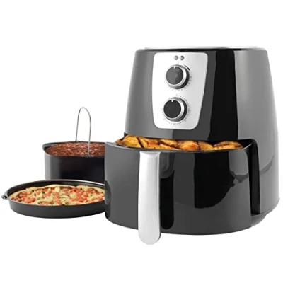 Imagen de Freidora de aire Petra PT5175VDEEU10, 5,2 l, bandeja antiadherente XL, circulación aire, poco aceite, temporizador 30 min, pizza, barril para tartas, temperatura regulable, 1300 W