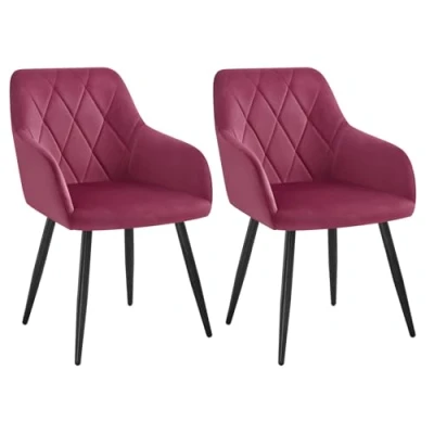 Imagen de WOLTU Sillas de Comedor, Silla Reposabrazos, Tapizada con Respaldos, Nordicas, para Salón, Dormitorio, Cocina, Pasillo, Burdeos, Terciopelo, Patas Metal, BH352bd 2