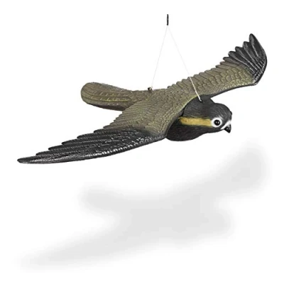 Imagen de Relaxdays Halcón Espantapájaros para Colgar, Plástico, Negro, 8x35x58 cm