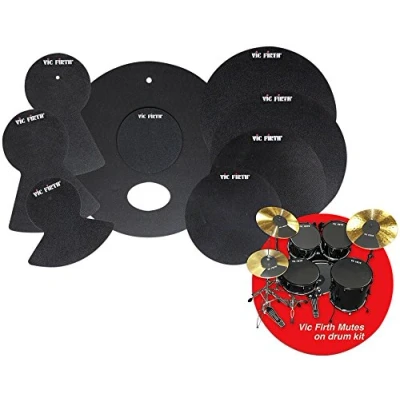Imagen de Vic FIrth Práctica silenciosa Kit de Silenciador para tambores Tamaños diámetro: 10, 12, 14(x2), 18&quot;, HiHat and Platillos (x2)