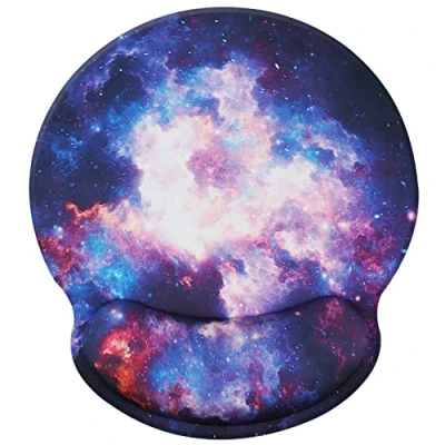 Imagen de Hosimoln Alfombrilla para reposamuñecas, ergonómica ratón con Espuma viscoelástica, de Goma Antideslizante la muñeca Trabajar y Jugar 25x23 Galaxy034