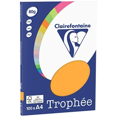Imagen de Clairefontaine Trophée Mini resma de papel, 100 hojas, A4, 21 x 29.7 cm, color clementina
