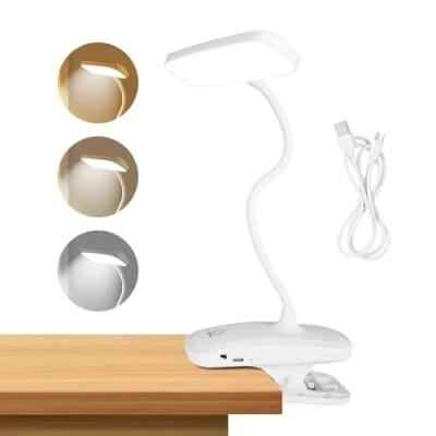 Imagen de AiQInu Luz Lectura con Clip, de Flexo Pinza, Lampara Cama, Flexible 360, 18 Led 3 Temperaturas Color