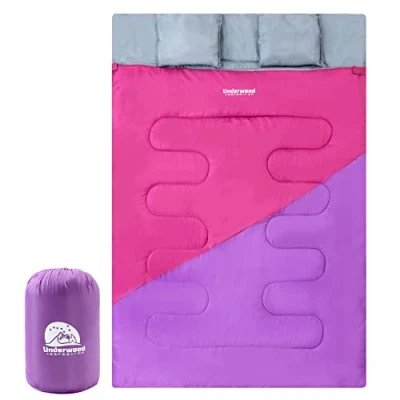 Imagen de Underwood Aggregator saco de dormir para 2 personas, tamaño pequeño exteriores, doble niños, camping, ligero, invierno, impermeable, adultos y