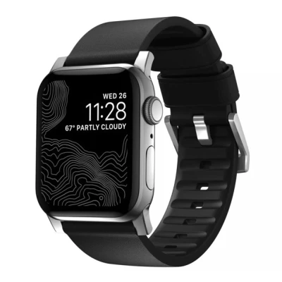 Imagen de NOMAD Active Band Pro 45 mm Herrajes plateados Cuero activo negro