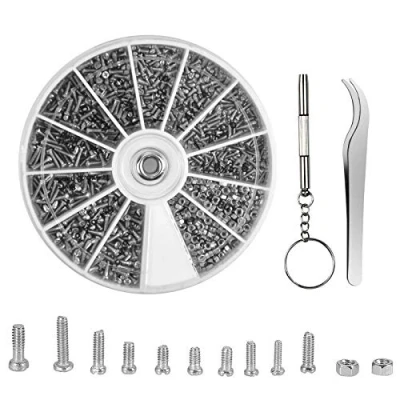 Imagen de Kit de Reparación Gafas 1000 PCS Tornillos Tuercas Surtido Kits y Acero Inoxidable con Destornillador Pinza Tornillo Pequeño para Gafas/Gafas Sol/Reloj