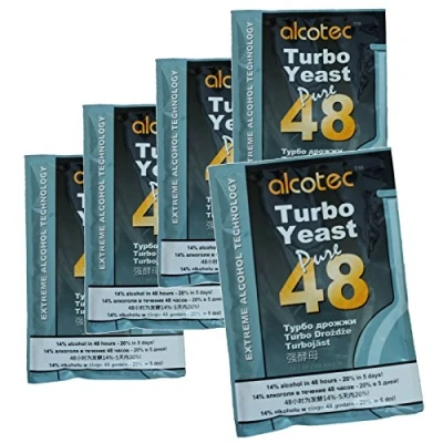 Imagen de Alcotec 48 paquetes de levadura turbo pura con alto contenido alcohol, 20% vodka casero