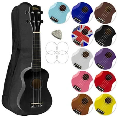 Imagen de Tiger Mad About SU8 Ukulele Soprano en negro con estuche, púa y cuerdas de repuesto GRATIS, óptima para escuelas principiantes