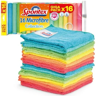 Imagen de Paño de Limpieza Microfibra Spontex Microfibre Collection Bayetas Microfibras Multiusos Tamaño 30 x cm 16 Trapos Cocina