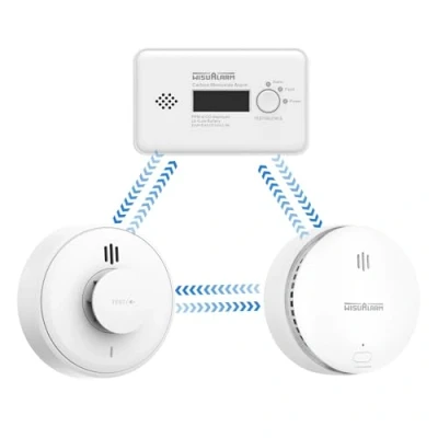Imagen de Kit de Alarma inalámbrica interconectada Humo, Calor y monóxido Carbono, preconectada, Deslizamiento Remoto (1 Humo + 1 CO Calor)