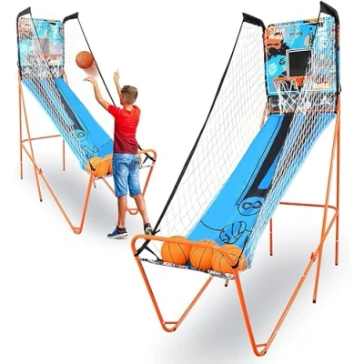 Imagen de SereneLife Juego Baloncesto, Canasta LED Electronica, Un aro, Marco preensamblado, Plegable, para Interior y hogar, Azul