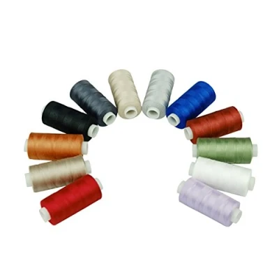 Imagen de Simthread Hilo de coser algodón para máquina doméstica, 12 colores básicos, 550 yardas/carrete