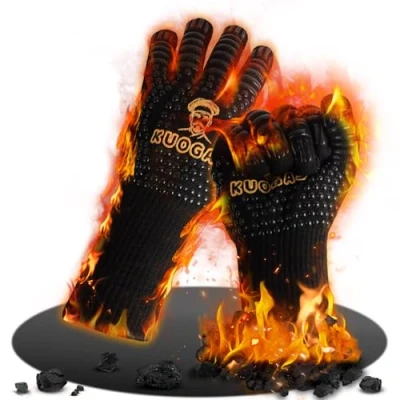 Imagen de Guantes Barbacoa, Resistentes al Calor hasta 800 C, Aplicables a Horno, Calor, retardantes de Fuego,Guantes Barbacoa Altas Temperaturas