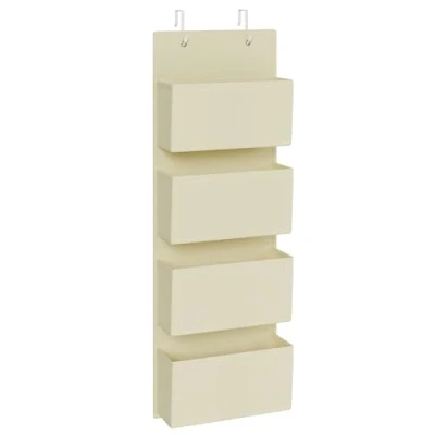 Imagen de SONGMICS Organizador Colgante de Puerta con 4 Bolsillos, Bolsa y Pared, para Dormitorio, Sala Estar, Oficina, 12 x 33,5 100 cm, Beige RDH004Y01