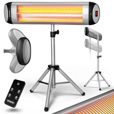 Imagen de Monzana Calefactor por Infrarrojos Exterior Terraza 2500W 3 Temperaturas Estufa Mando a Distancia Altura 110 175cm
