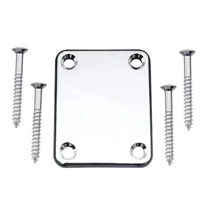 Imagen de Musiclily Metal Placa de Mástil Neck Plate para Guitarra Fender Estilo Strato Tele y Bajo Eléctrico, Cromado