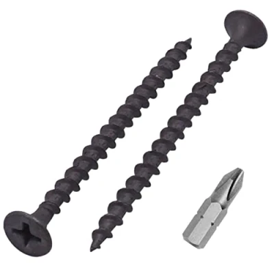 Imagen de SKIR&#039;CO (50 piezas) negro acabado fosfato 3,5 x 55 mm tornillos para paneles de yeso, madera, cabeza corneta Phillips