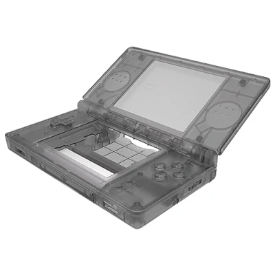 Imagen de eXtremeRate Carcasa para Nintendo DS Lite Funda Protectora Personalizada Placa Cubierta Completa con Botones y Lente de Pantalla NDSL NO Incluye Consola(Transparente Negro)
