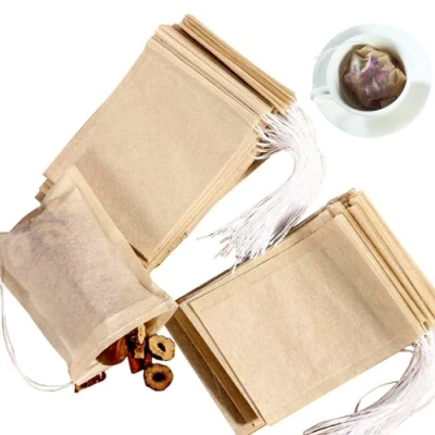 Imagen de NEPAK 200 Bolsas de Filtro para Té Suelto, Infusor Desechable 3.15 x 3.94 Pulgadas, Vacías con Cordón, Material Pulpa Madera Natural