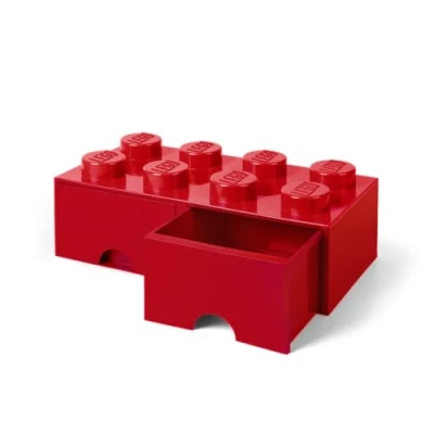 Imagen de Room Copenhagen 40061730 Caja de Almacenaje Apilable, Ladrillo 8 pomos, 2 Cajones, 9.4 l, color rojo (red), 50 x 25 18 cm (Lego 40061730)
