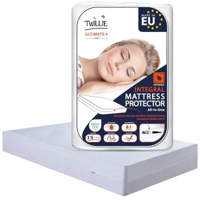 Imagen de Twillie Funda de colchón integral 200x220x30 cm Impermeable Anti chinches Oeko TEX® Protector completo con cremallera Tratamiento AEGIS® ácaros, antibacteriano Fabr. en la UE