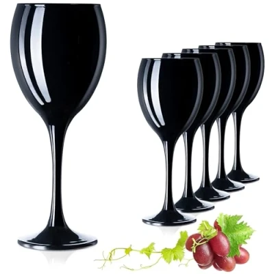 Imagen de PLATINUX Juego de copas vino cristal color negro, 6 piezas máx. 320 ml, blanco