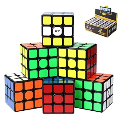 Imagen de ROXENDA Qihang W Speed Cube, 3x3 Juego de Cubo Velocidad Tamaño Completo 56 mm Fácil Giro y Reproducción Suave, Mágico para Niños Adultos Todas Las Edades [6 Pack]