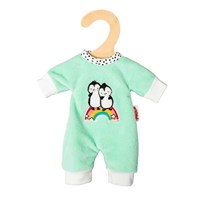 Imagen de Heless 9181 Mameluco para muñecas con diseño de lunares pingüinos, confeccionado en suave terciopelo bordado alta calidad, tamaño 20 a 25 cm, paquete 1