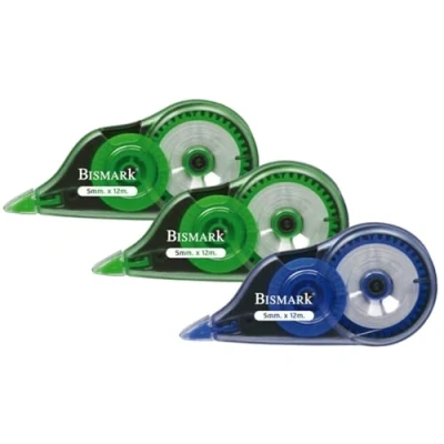 Imagen de Bismark Tipex Cinta Correctora Blanca, 5 mm x 12 metros, Set Cintas Correctoras Ideal para Material Escolar y Papeleria Oficina, Útil Borrar Escribir de Inmediato (Pack 3)
