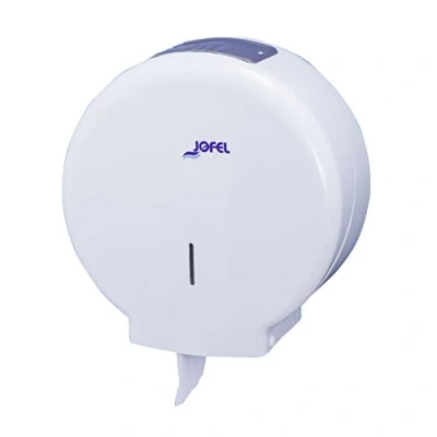 Imagen de Jofel Portarrollos con Cenicero de Papel Higiénico Industrial Mediano, Dispensador en Rollos hasta 300m, max. 220mm Diámetro, Mandril 45mm, AE51050 Azur