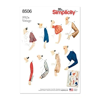 Imagen de Simplicity US8506A Patrón 8506 A (10 12 14 16 18 20 22) Juego de Mangas Vintage para Mujer, Papel, Blanco, 22.00 x 15.00 1.00 cm