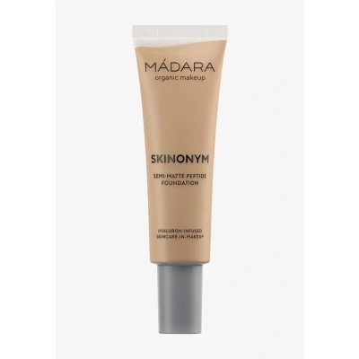 Imagen de MÁDARA SKINONYM Semi Matte Peptide Foundation, #55 CLAY, 30ml. Base natural con péptidos que apoyan el colágeno, acabado semimate, cobertura edificable, beneficios para cuidado de la piel