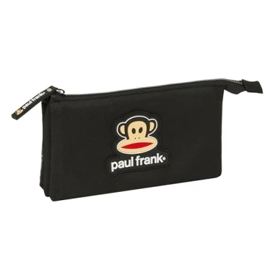 Imagen de Safta Paul Frank Join The Fun Portatodo Triple, Estuche Infantil, Niño, Ideal para Niños en Edad Escolar, Cómodo y Versátil, Calidad Resistencia, 22x3x12 cm, Color Negro