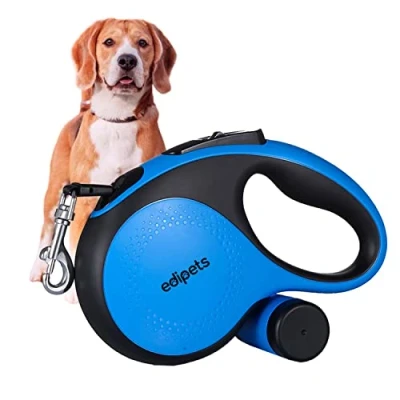 Imagen de Edipets, Correa Perro Extensible, Retráctil, 5 y 8 Metros, Cinta Flexible para Adiestramiento Paseo, Perros Pequeños, Medianos Grandes (Azul, Metros)