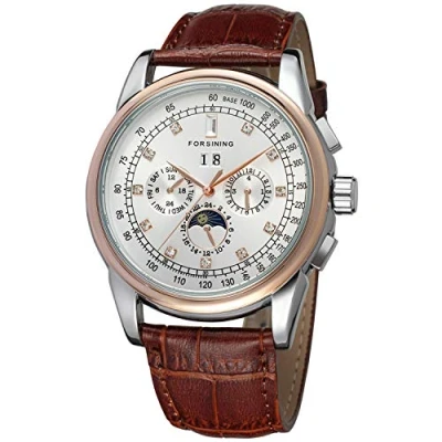 Imagen de Forsining Reloj de pulsera analógico automático alta gama para hombre, con fase lunar FSG319M3T4, Correa