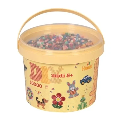 Imagen de Hama Perlen 180 67 cuentas para planchar en cubo nº con aprox. 10.000 de colores Midi manualidades diámetro 5 mm mezcla sólidos, multicolor, diversión creativa