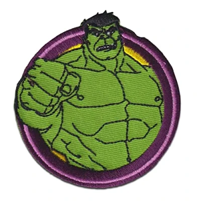 Imagen de Marvel © Avengers Hulk Button Parches termoadhesivos bordados aplique para ropa, tamaño: 7 x 6,7 cm