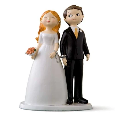Imagen de Mopec Figura de Pastel Pareja Novios esposados, Blanco Roto