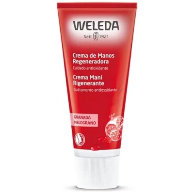Imagen de Weleda Crema de Manos Regeneradora Granada, Cuidado Antioxidante, Ayuda a Prevenir las Manchas, con Aceite Sésamo y Semillas 100% Natural, Vegano 50 ml