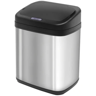 Imagen de HOMCOM Cubo de Basura Automático 20L Papelera Cocina Acero Inoxidable con Sensor Infrarrojo Apertura Automática Interior Extraíble y Asa 33x25x42,5 cm Plata Negro