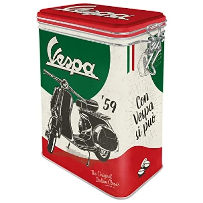 Imagen de Nostalgic Art Caja de café Retro Vespa Italian Classic Idea Regalo para Amantes as Scooters, Metal, Diseño Vintage, 1,3 l