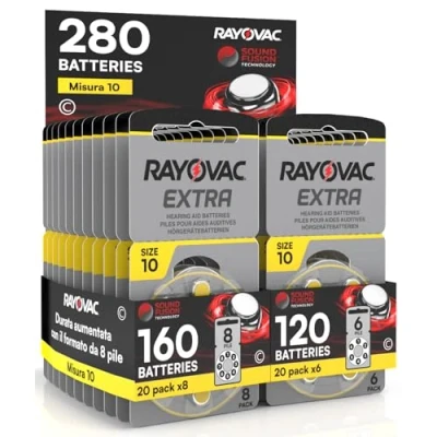 Imagen de 280 Pilas para Audífonos Rayovac Extra 10 20 Blisters de 8 y 6