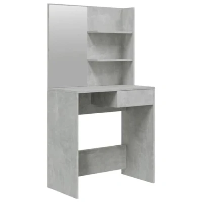 Imagen de vidaXL Tocador con Espejo Mesa Maquillaje Mueble Dormitorio Vestidor Cajones Moderno Almacenamiento Básicos Diarios en Casa Color Gris Hormigón